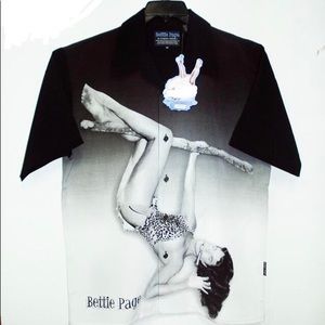 New Licensed pin up bettie page button up shirt